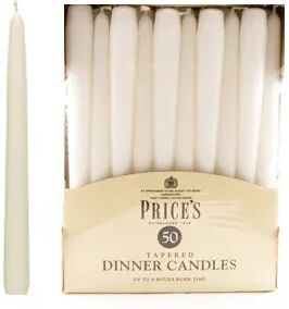 Price's Prices Pack Of 50 Dinner Candles White