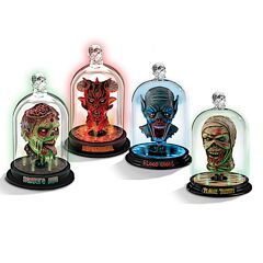 Hawthorne Village Heads Of Horror Sculpture Set In Illuminated Glass Domes