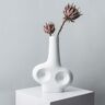 Homary Modern White Resin Flower Vase Sculpture Home Decorative Figurine Object Desk Decor Art