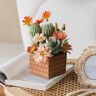 Homary Artificial Flower Arrangement Cactus Concrete Pot Faux Plant for Home Decor