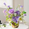 Homary Purple Artificial Flower Arrangement in Gold Vase Fake Flower Dining Table Centerpiece