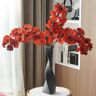 Homary Modern Creative Orange Orchid Artificial Flower Arrangement in Black Vase