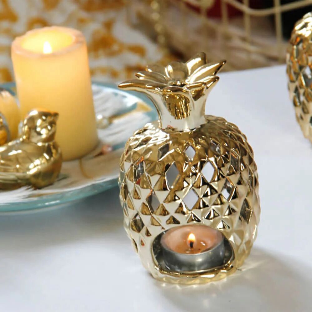 Mounteen Ceramic Pineapple Candle Holder For Home Decor