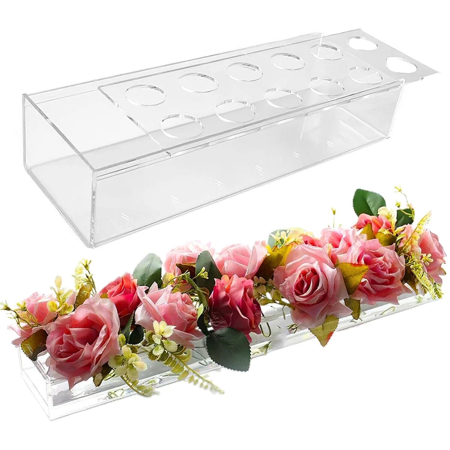 DailySale Clear Acrylic Flower Vase for Table Decoration Modern Flower Holder