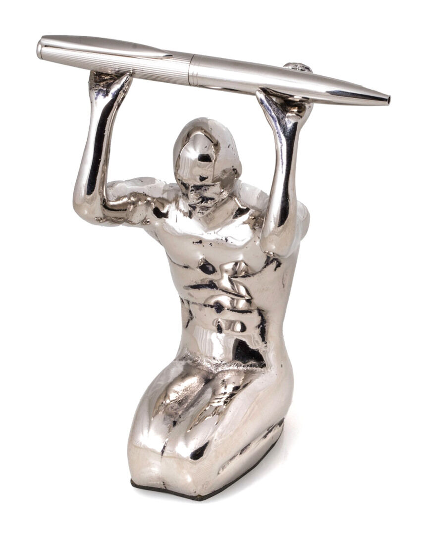 Bey-Berk Antique Silver Plated Atlas Pen Holder NoColor NoSize