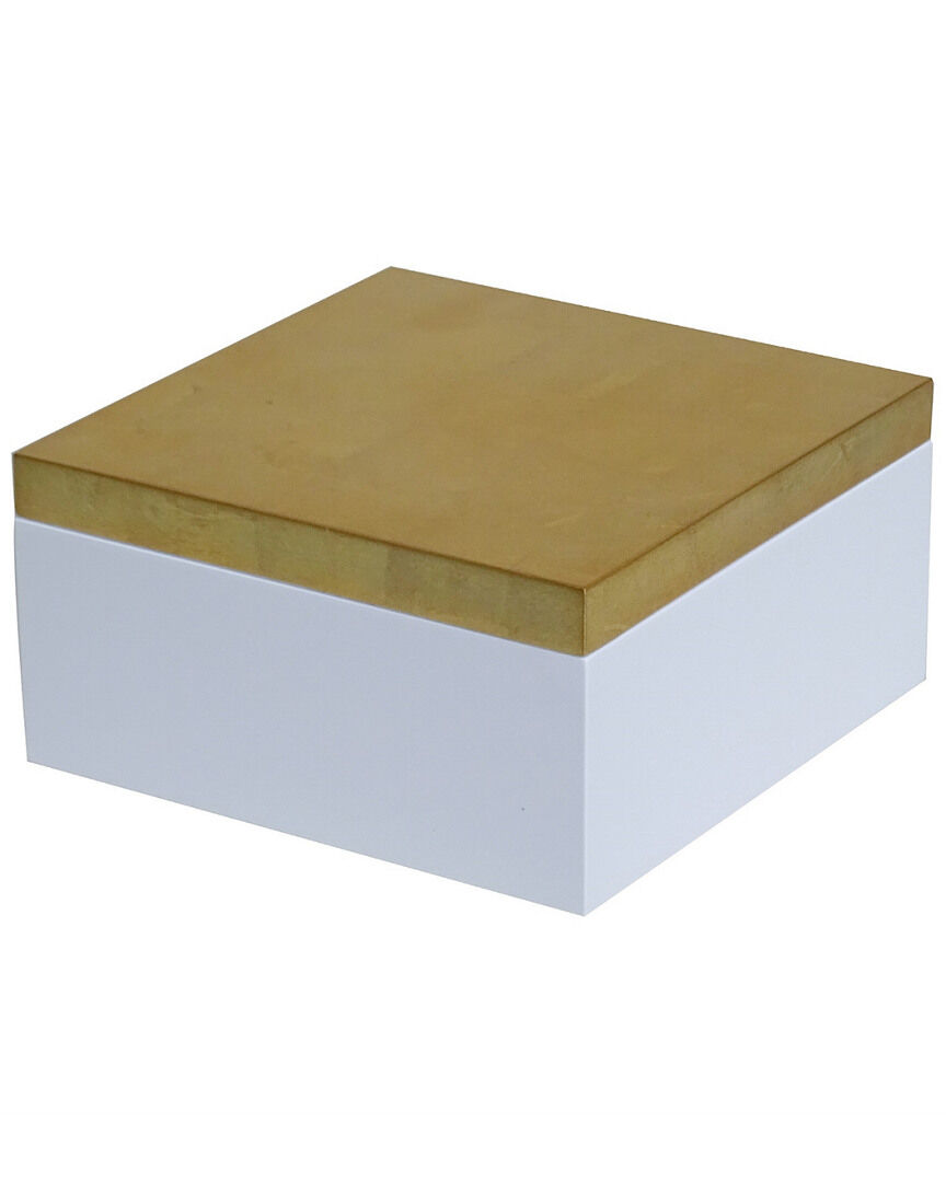 BIDKhome Large Square Box with Gold Leaf Lacquer Lid Gold NoSize