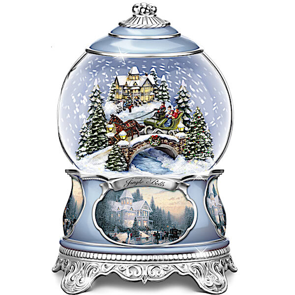 The Bradford Exchange Thomas Kinkade Jingle Bells Christmas Musical Snowglobe