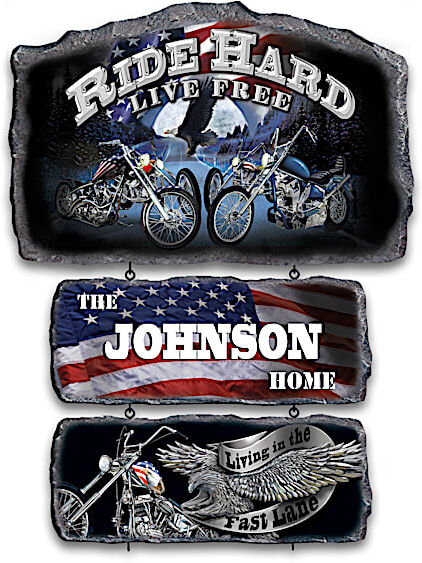 The Bradford Exchange Full Throttle Motorcycle Art Personalized Welcome Sign