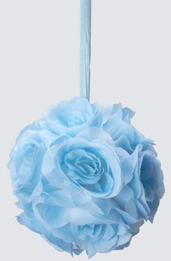 Decostar  Rose Silk Flower Pomander Kissing Ball 6"  - 12 Pieces - Blue