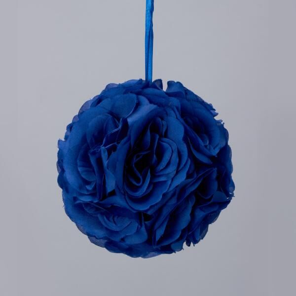 Decostar  Rose Silk Flower Pomander Kissing Ball 6"  - 12 Pieces - Royal Blue