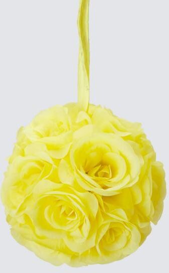 Decostar  Rose Silk Flower Pomander Kissing Ball 6"  - 12 Pieces - Yellow