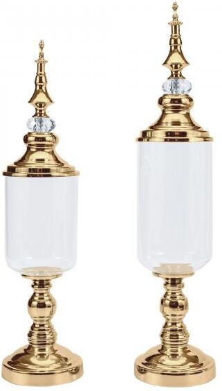 Event Decor Direct Clear Glass Olive Candy Jar With Lid 2pc/set - Gold