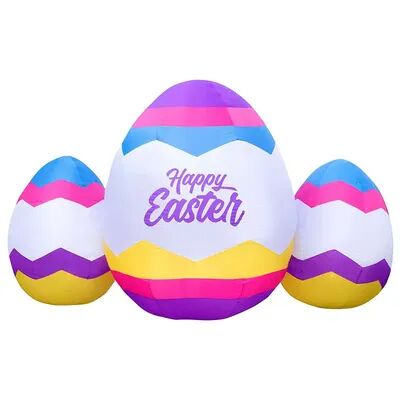 Holidayana 6 Foot Tall LED Light Inflatable Easter Eggs Holiday Yard Decoration, Multicolor