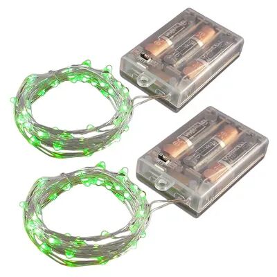 LumaBase Green LED Fairy String Light 2-Piece Set, Multicolor