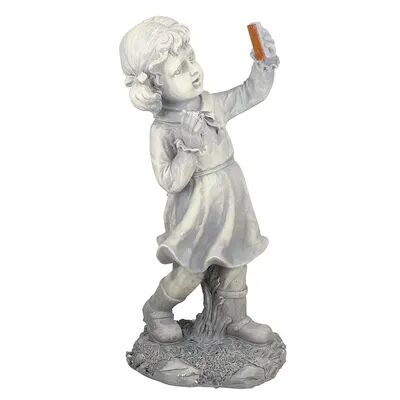 Northlight Girl with Cell Phone Solar Powered LED Lighted Statue - Gray, Grey