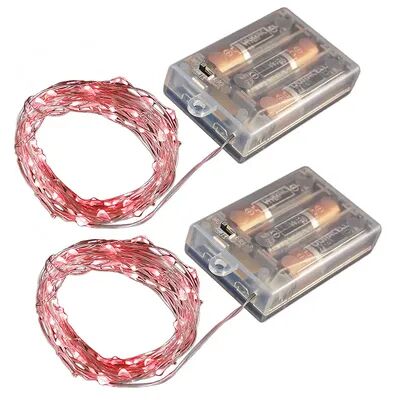 LumaBase Red LED Fairy String Light 2-Piece Set, Multicolor