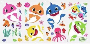 RoomMates Baby Shark Peel & Stick Wall Decals, Multicolor