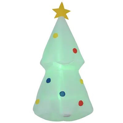 HOMCOM 6 ft Christmas Inflatable Glowing Christmas Tree Outdoor Blow Up Yard Decoration with LED Lights Display, Beige Over