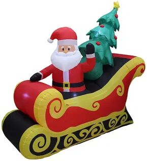 A Holiday Company 7 Ft Wide Inflatable Santa on Sleigh Holiday Lawn Decoration, Clrs