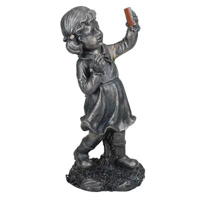 Northlight Girl with Cell Phone Solar Powered LED Lighted Statue, Multicolor