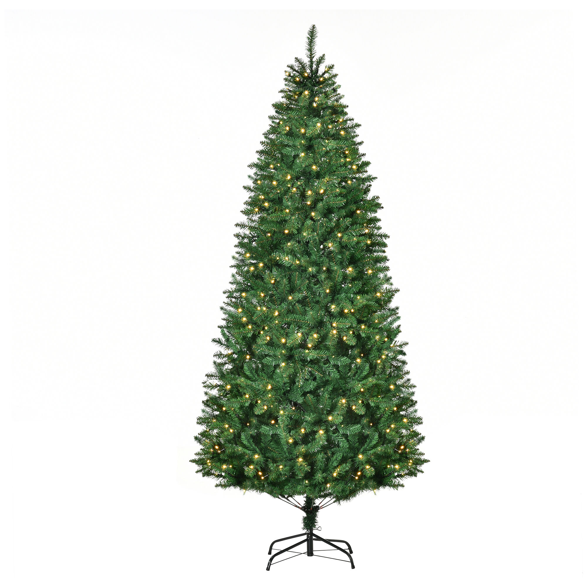 HOMCOM Slim Prelit Christmas Tree 7.5ft Warm White LED Lights Holiday Home Xmas Decoration Green   Aosom.com