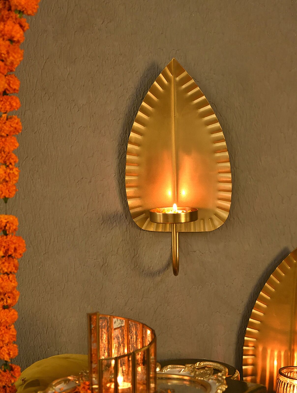 Jaypore Home Decor Gold Diya_Candle Stand