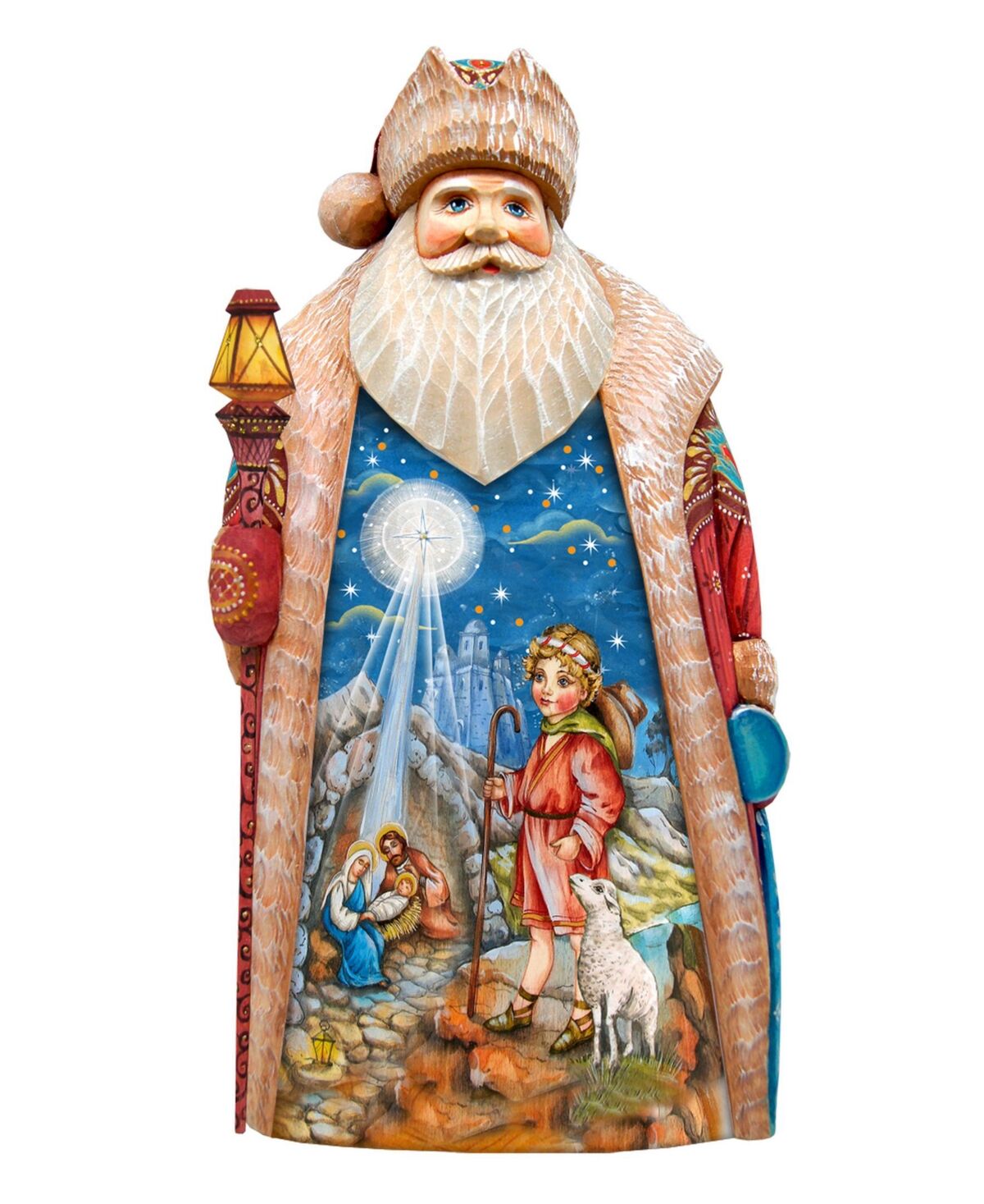 G.DeBrekht Woodcarved and Hand Painted Star of Hope Santa Figurine - Multi
