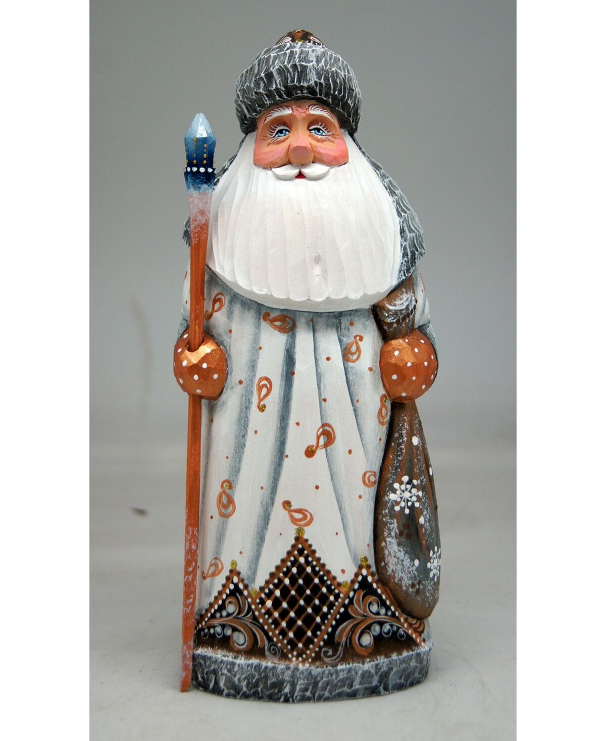 G.DeBrekht Woodcarved and Hand Painted Santa White Christmas Twinkle-Yuletide Santa Figurine - Multi