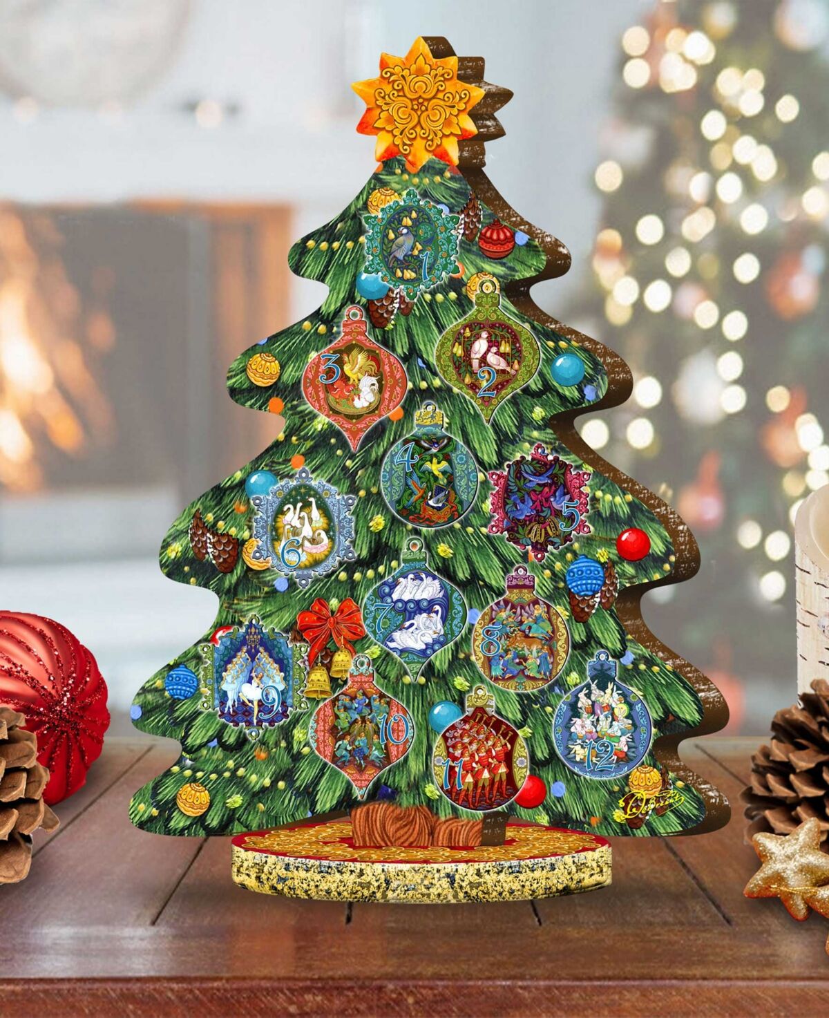 Designocracy 12 Days of Christmas Holiday Decorated Tree - Multi Color