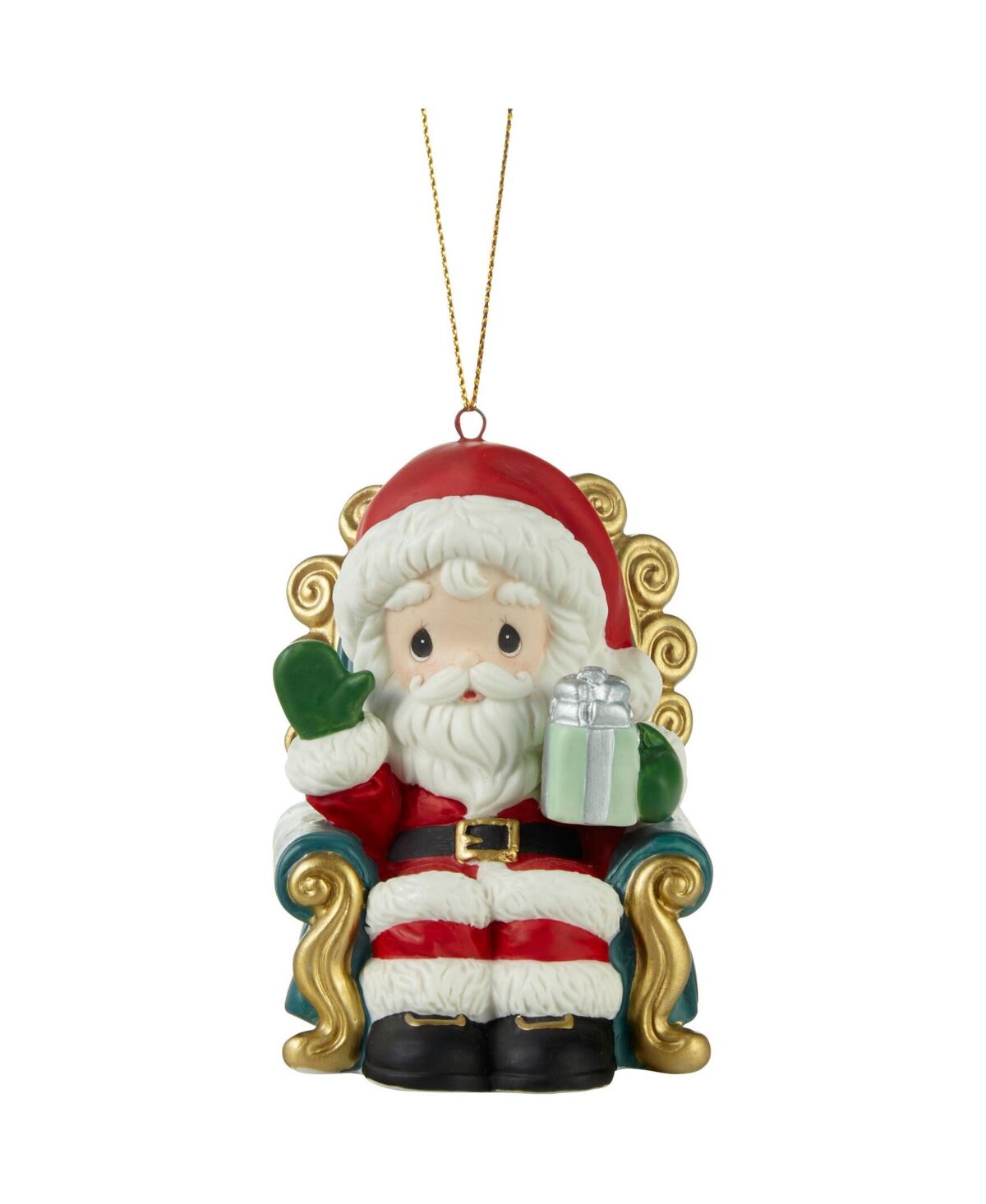 Precious Moments Santa's Here Bringing Cheer Annual Santa Bisque Porcelain Ornament - Multicolored