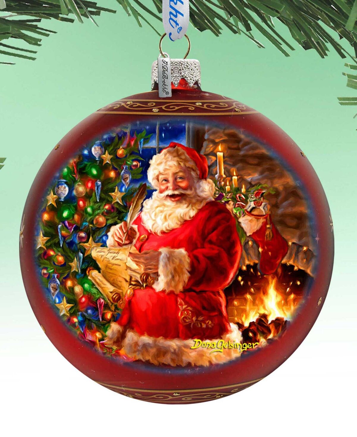 Designocracy Wish List Santa Large Holiday Glass Collectible Ornaments D. Gelsinger - Multi Color