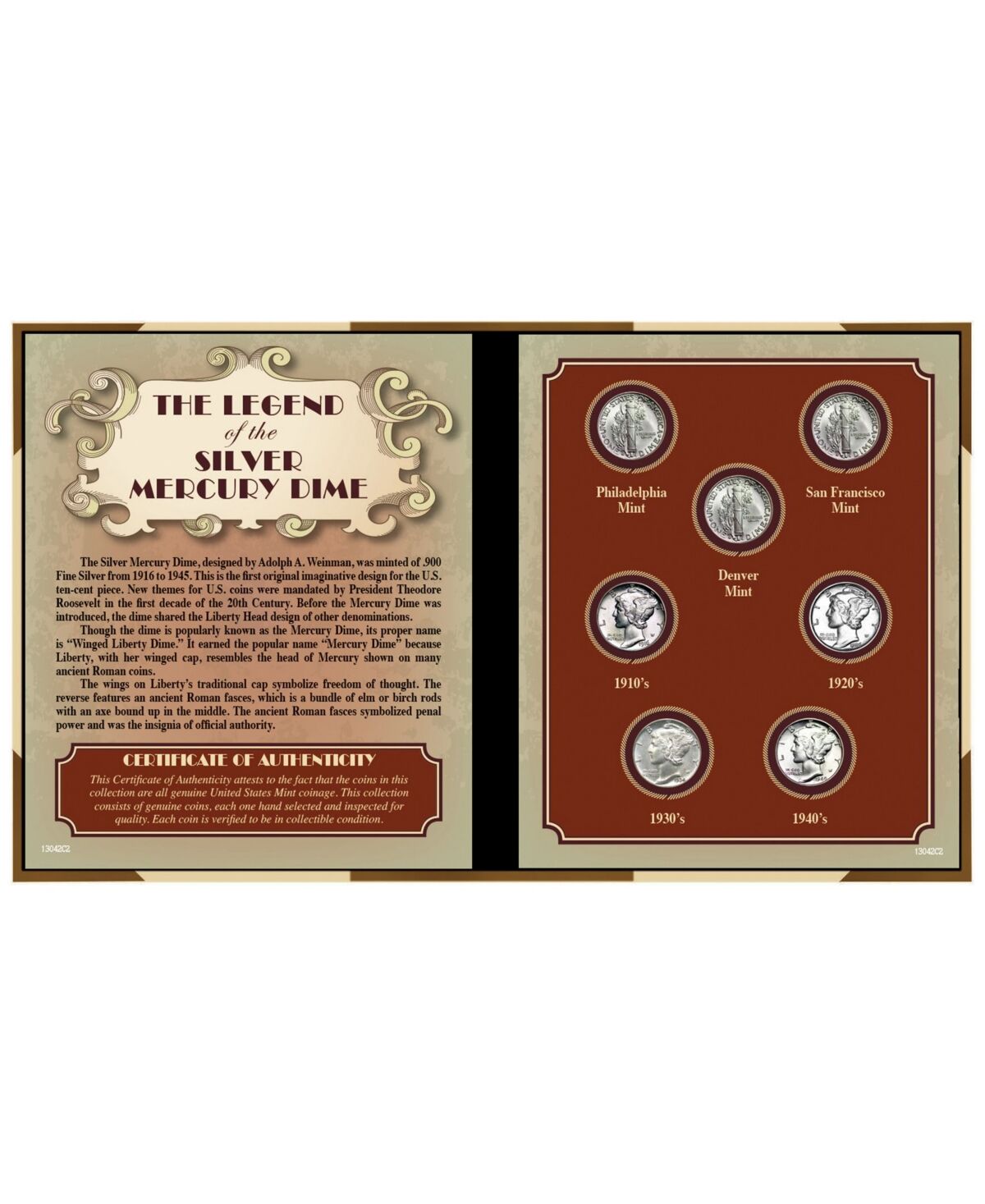 American Coin Treasures Legend of The Silver Mercury Dime - Multi