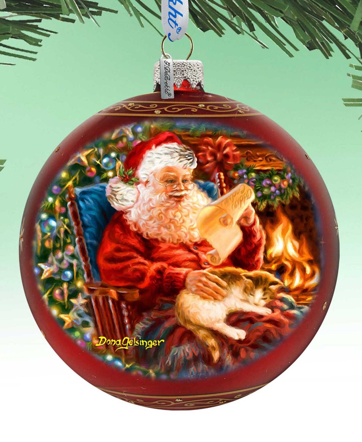 Designocracy House Warming Santa Large Holiday Glass Collectible Ornaments D. Gelsinger - Multi Color