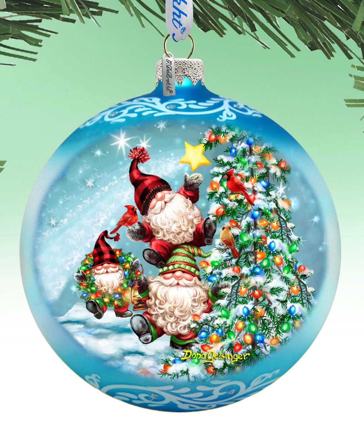 Designocracy Reaching High Dwarfs Lg Glass Christmas Collectible Ornaments D. Gelsinger - Multi Color