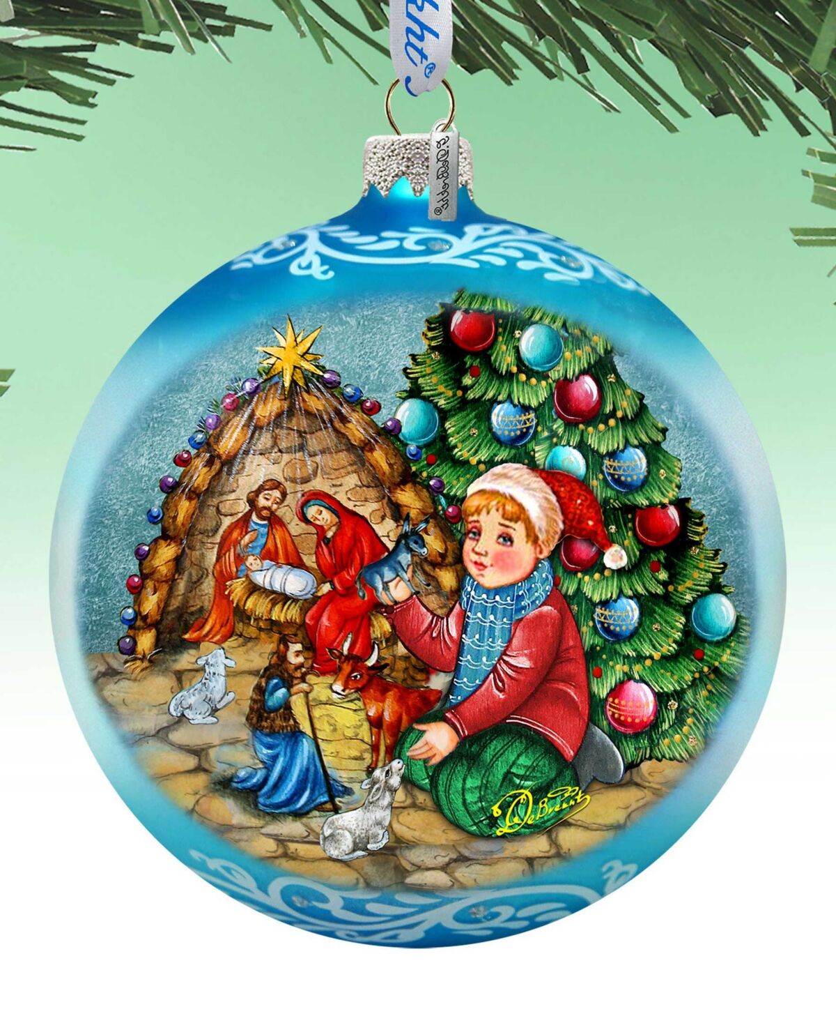 Designocracy Nativity by Christmas Tree Lg Glass Collectible Ornaments G. DeBrekht - Multi Color