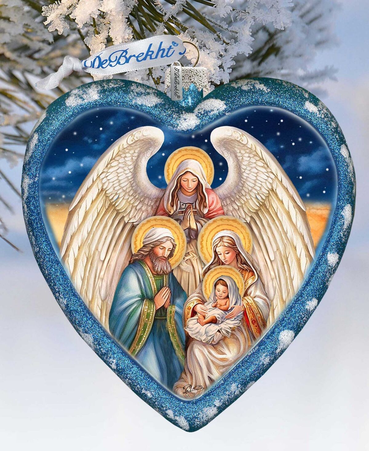 Designocracy Angel's Divine Presence Nativity Heart Lg Collectible Ornaments G. DeBrekht - Multi Color