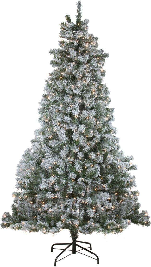 Northlight 7.5' Pre-Lit Flocked Winema Pine Artificial Christmas Tree - Clear Lights - Green