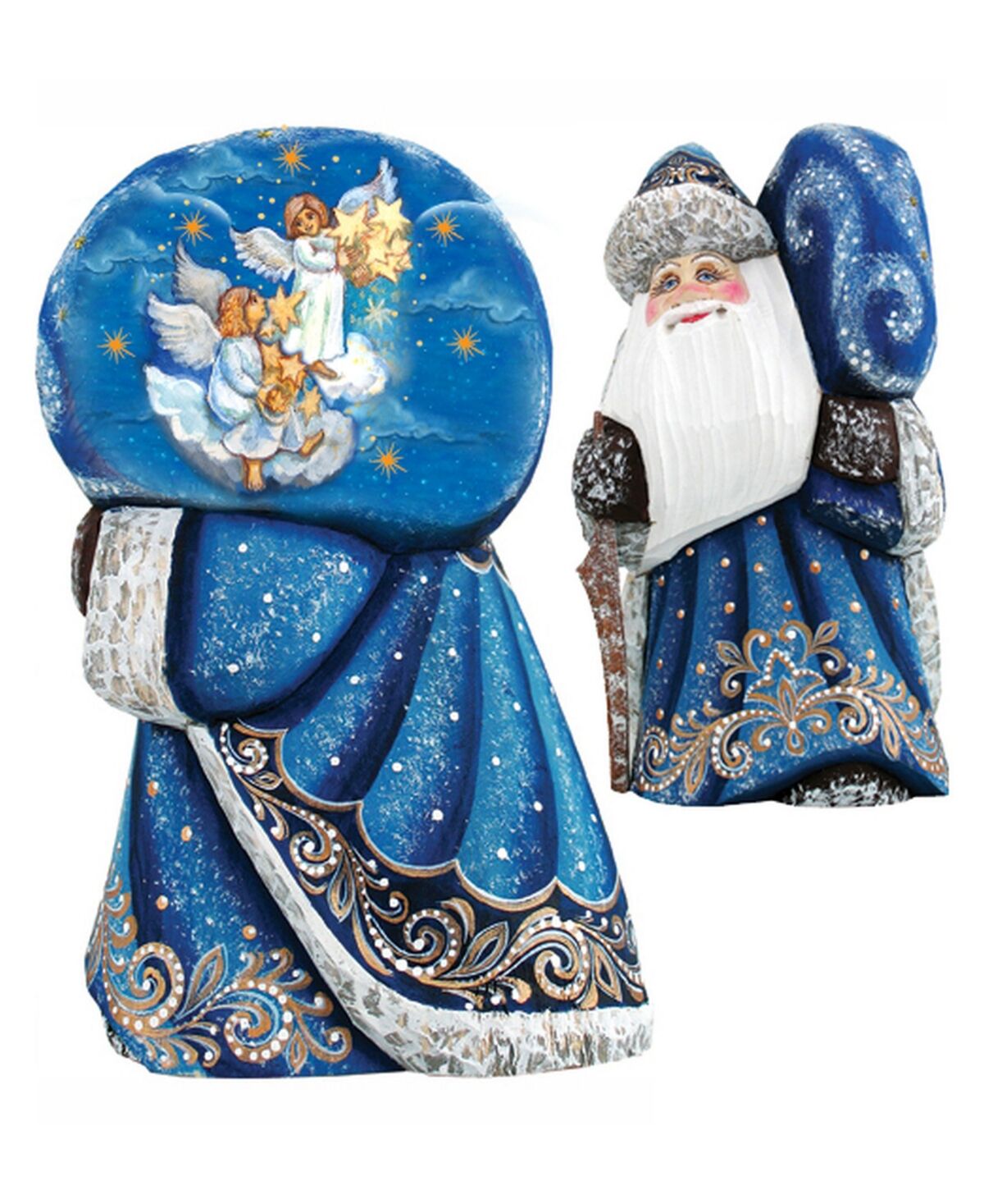 G.DeBrekht Woodcarved Hand Painted Raising Star Santa Figurine - Multi