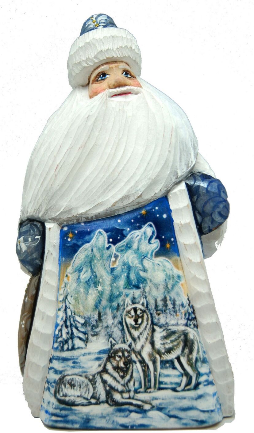 G.DeBrekht Woodcarved Hand Painted Woodcarved Santa Figurine - Multi