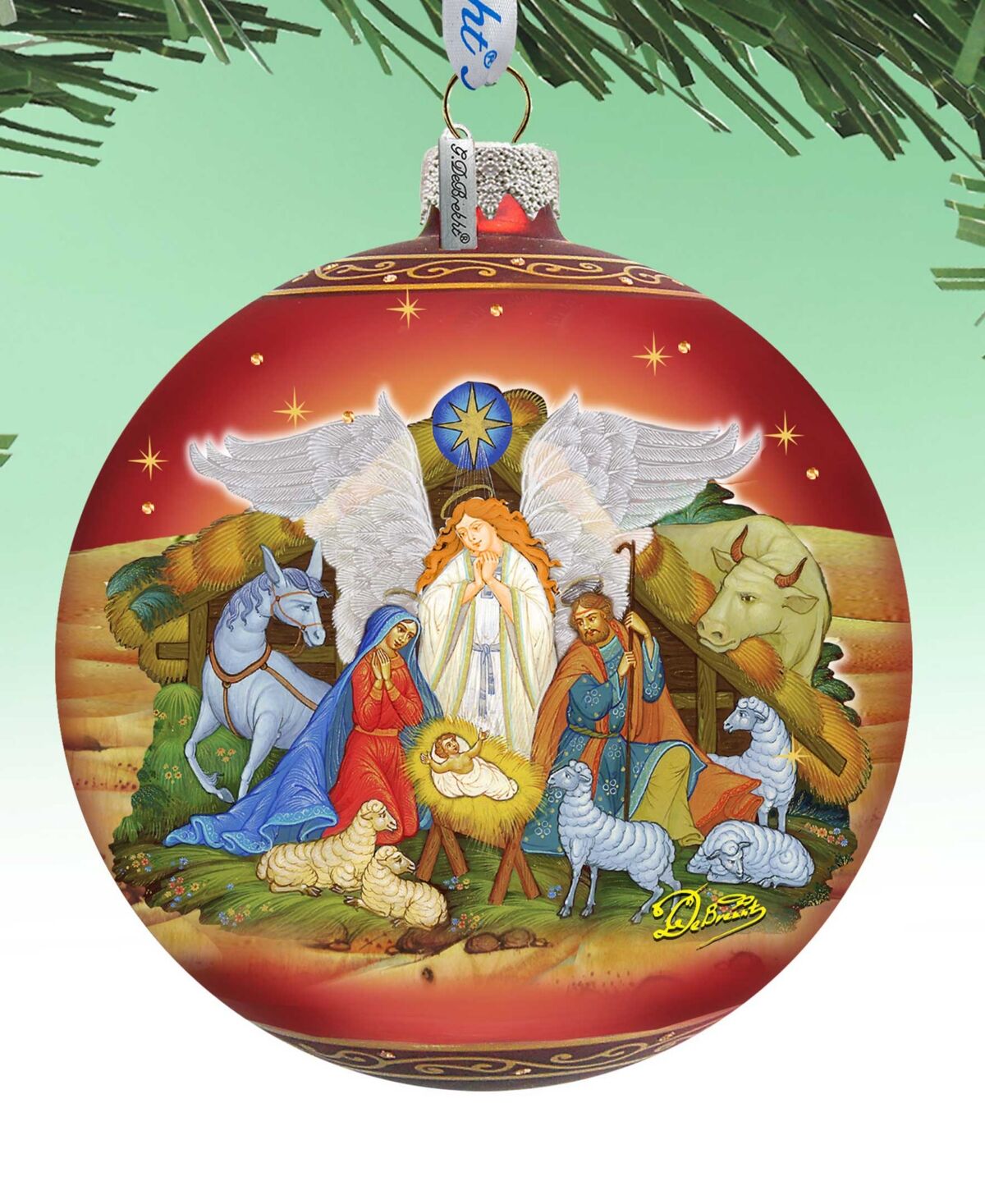 Designocracy Guarding Light Nativity Large Holiday Glass Collectible Ornaments G. DeBrekht - Multi Color