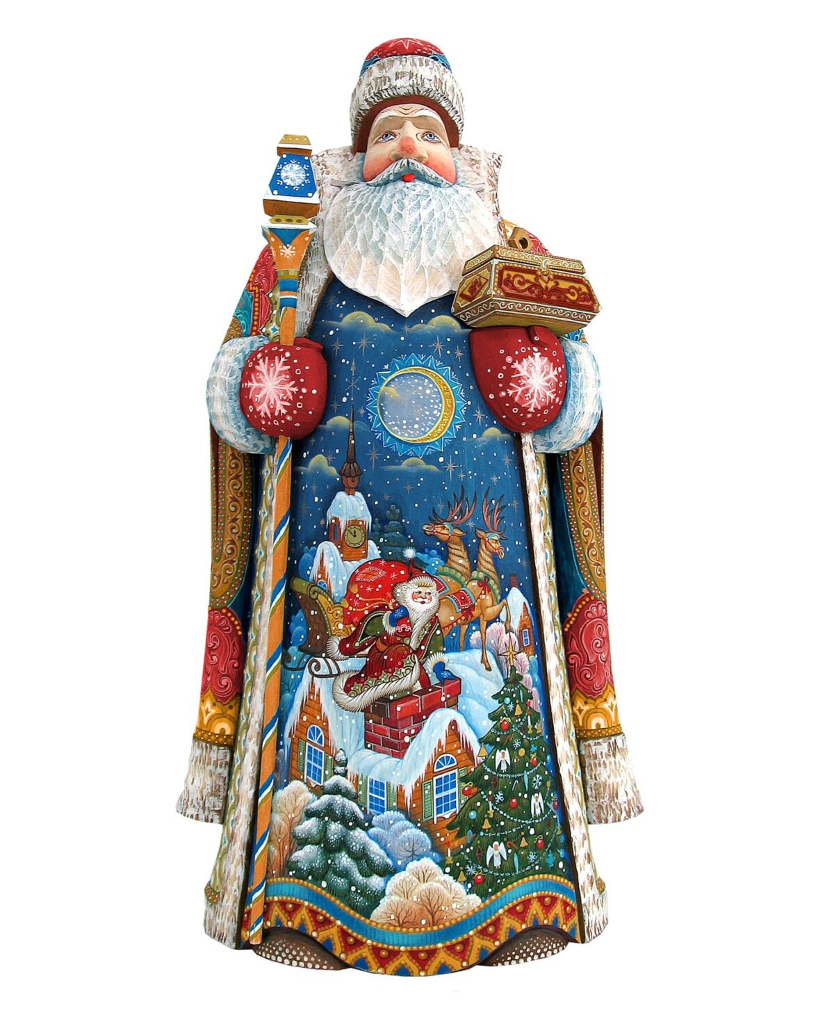 G.DeBrekht Woodcarved and Hand Painted Special Delivery Santa Claus Figurine - Multi