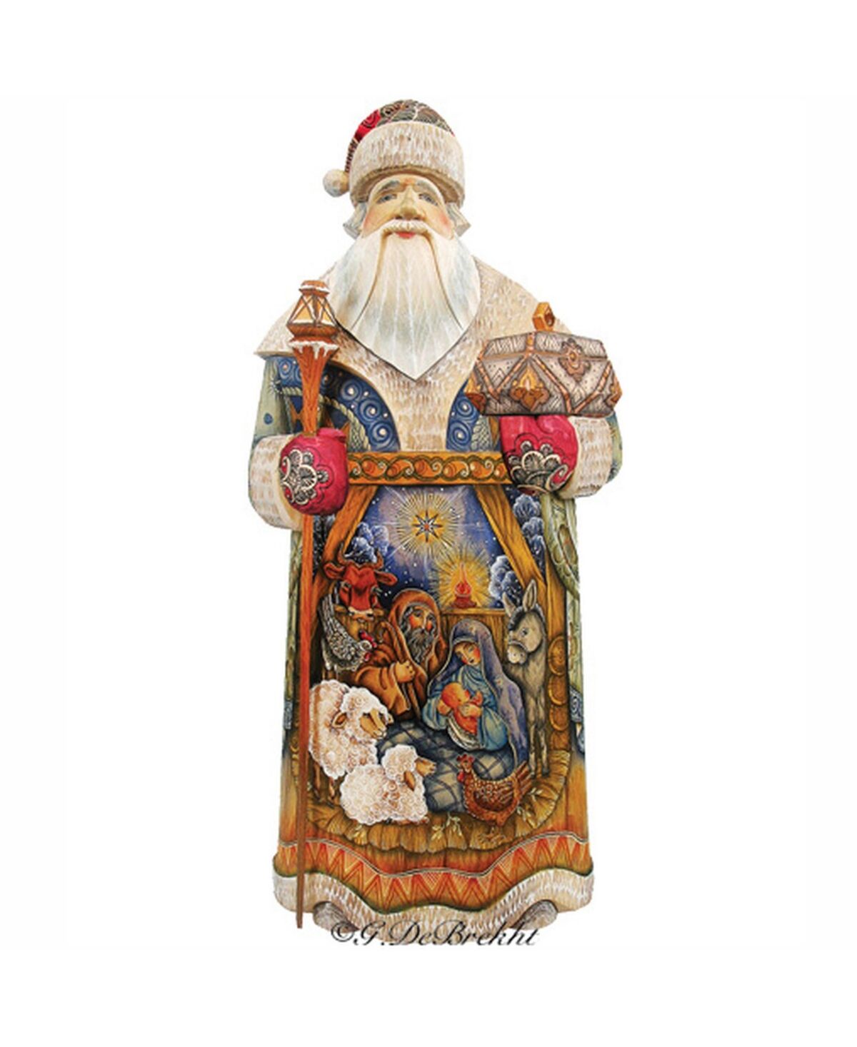 G.DeBrekht Woodcarved and Hand Painted Nativity Hand Painted Santa Claus Figurine - Multi