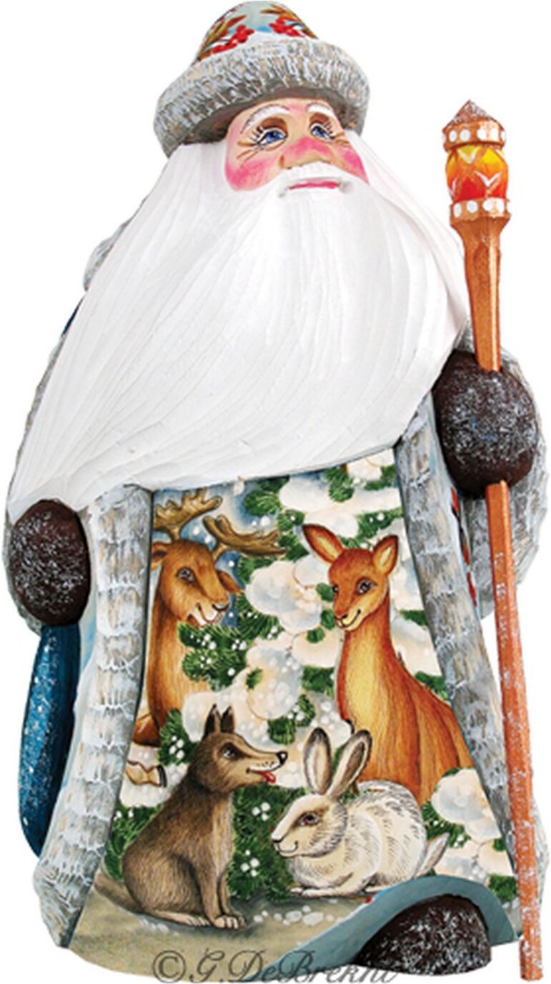 G.DeBrekht Woodcarved and Hand Painted Forest Gathering Santa Figurine - Multi