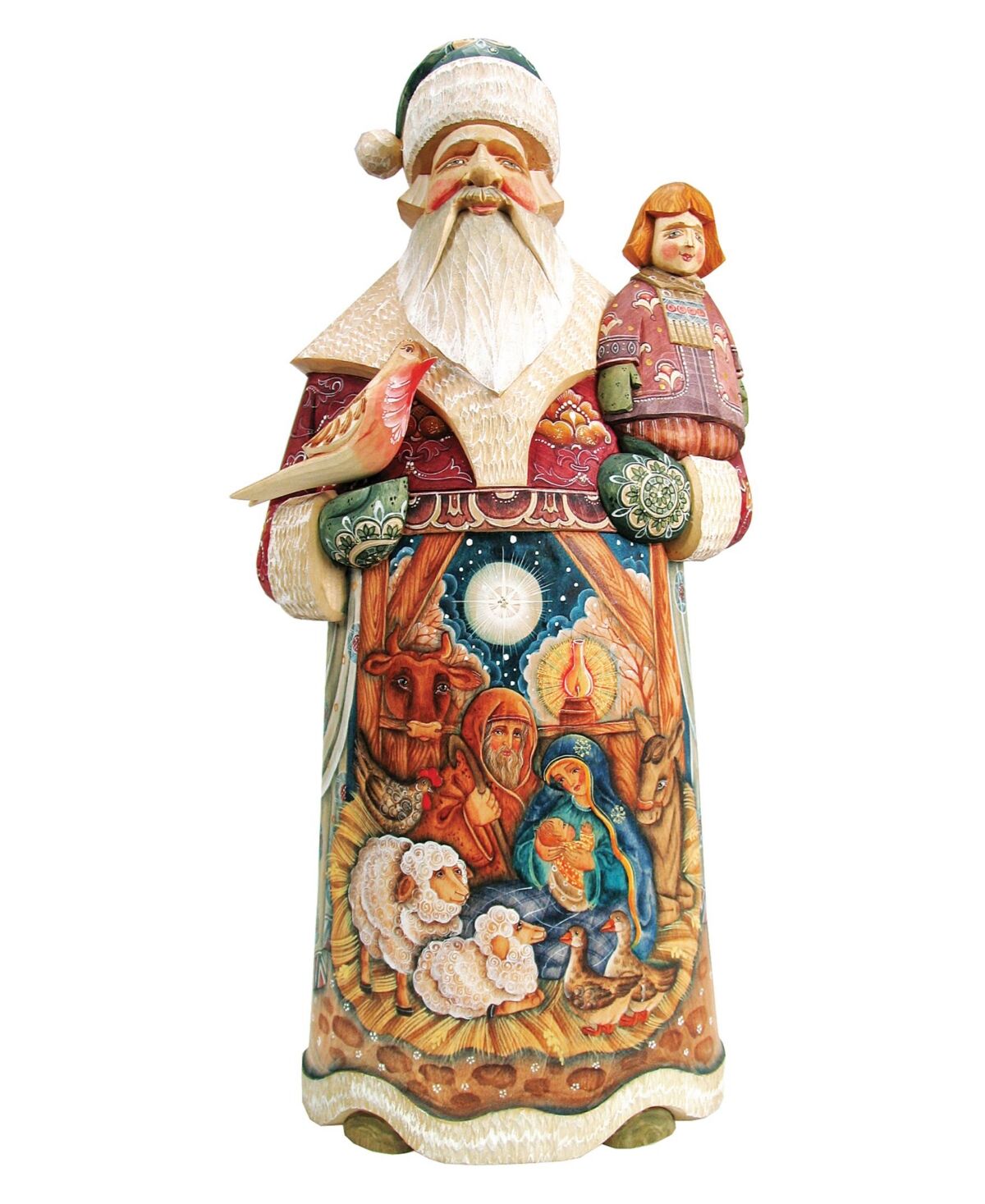 G.DeBrekht Woodcarved and Hand Painted Nativity Santa Claus Figurine - Multi