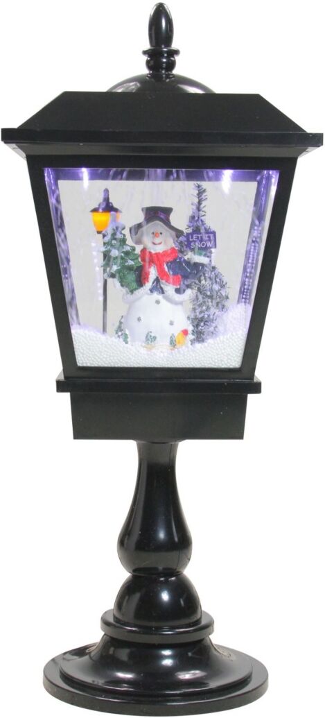 Northlight Lighted Musical Snowman Snowing Table Top Christmas Street Lamp - Black