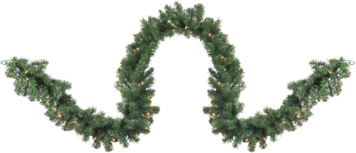 Northlight 9' Pre-Lit Deluxe Windsor Green Pine Christmas Garland - Clear Lights - Green