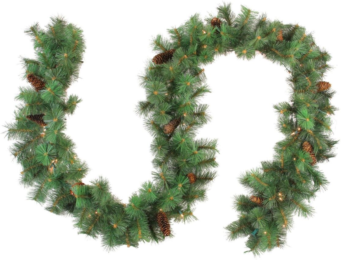 Northlight 9' Pre-Lit Royal Oregon Pine Artificial Christmas Garland - Clear Lights - Green