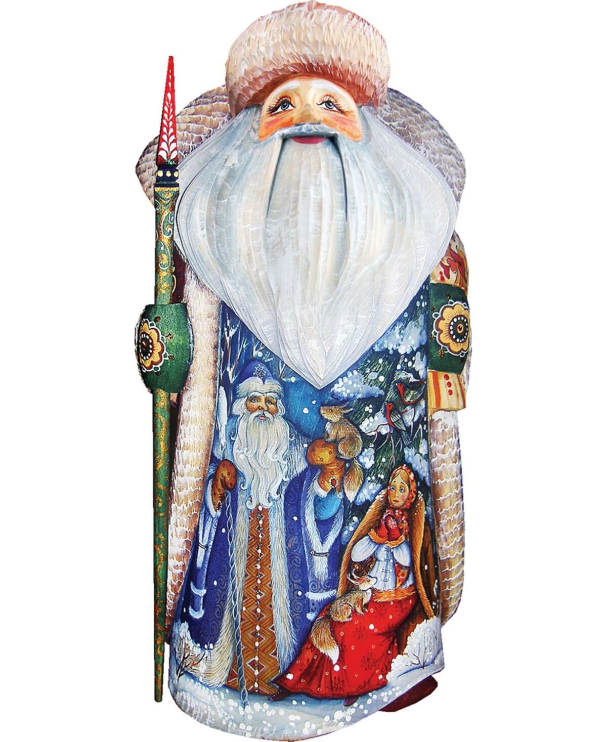 G.DeBrekht Woodcarved and Hand Painted Christmas Night Father Frost Santa Claus Figurine - Multi