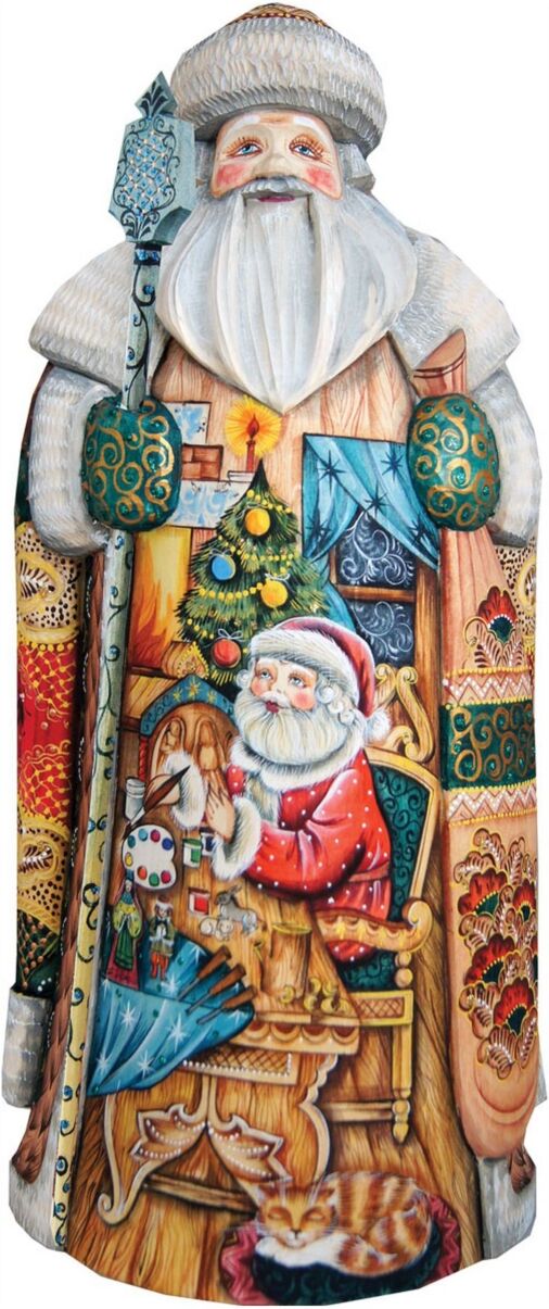 G.DeBrekht Woodcarved and Hand Painted Nativity Workshop Hand Painted Santa Claus Figurine - Multi