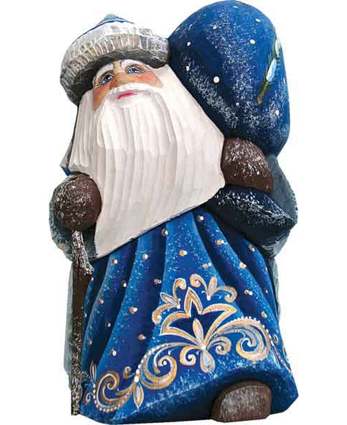 G.DeBrekht Woodcarved Hand Painted Santa Delightfully Fun Yuletide Figurine - Multi